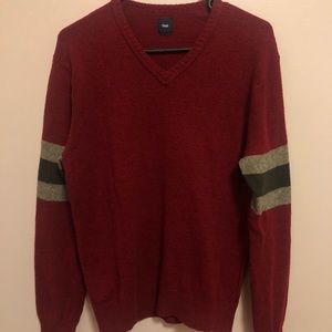 red sweater v neck